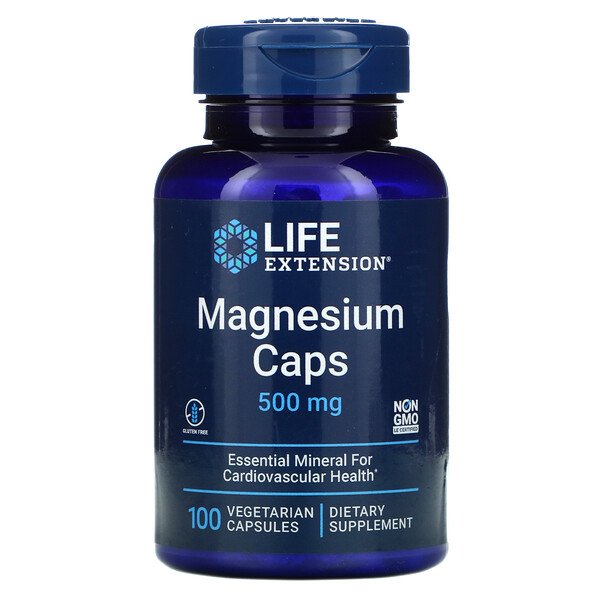Капсулы с магнием, 500 мг, 100 вегетарианских капсул Life Extension