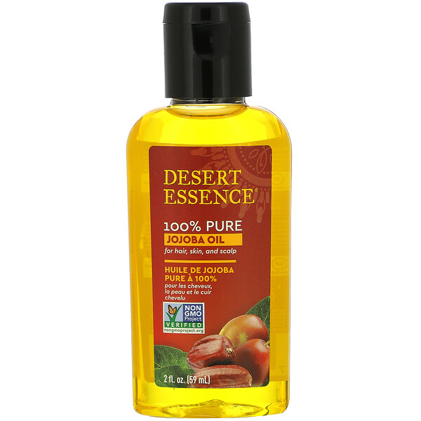 100% чистое масло жожоба, для волос, кожи и кожи головы, 2 жидких унции (59 мл) Desert Essence