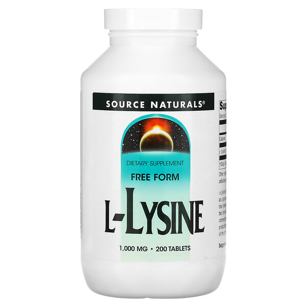 L-лизин, 1000 мг, 200 таблеток Source Naturals