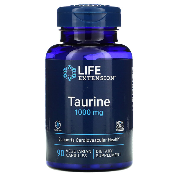 Таурин, 1000 мг, 90 вегетарианских капсул Life Extension