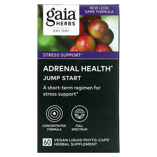Adrenal Health, Jump Start, 60 веганских жидких фито-капсул Gaia Herbs