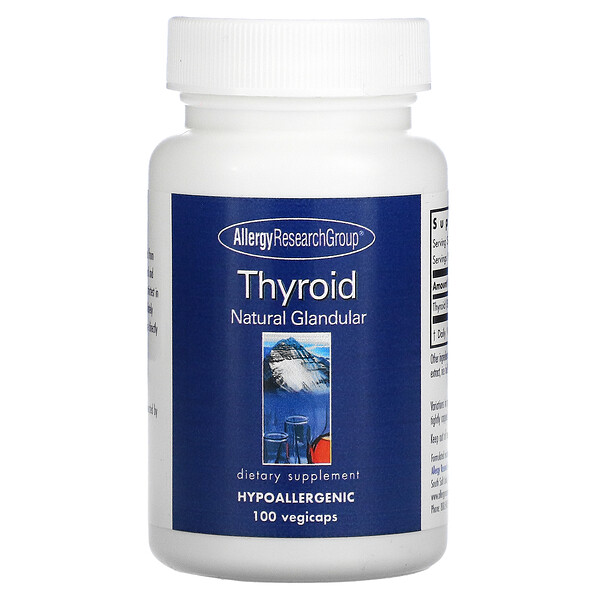 Thyroid, Natural Glandular, 100 Vegicaps Allergy Research Group
