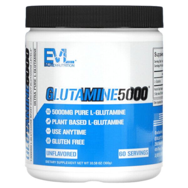 Glutamine5000, без вкуса, 5000 мг, 10,58 унций (300 г) EVLution Nutrition