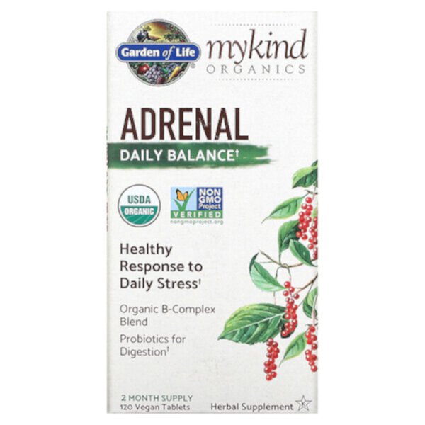 MyKind Organics, Adrenal, Daily Balance, 120 веганских таблеток Garden of Life