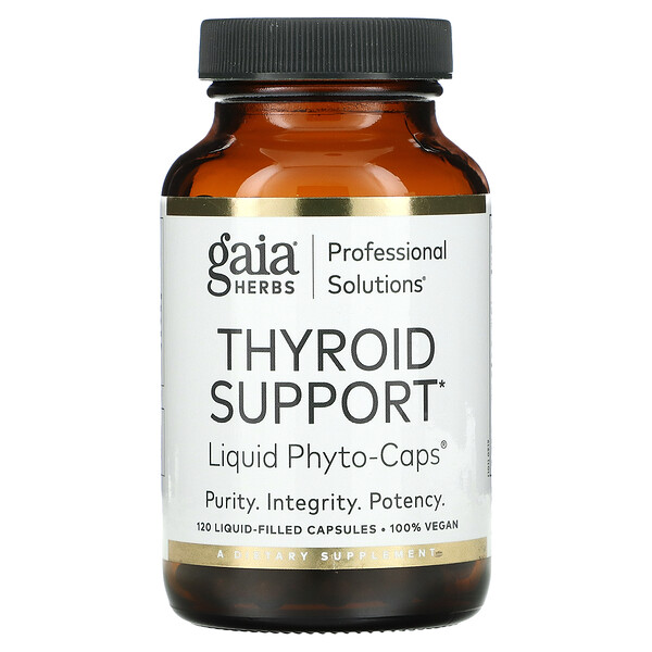 Поддержка щитовидной железы, 120 капсул, наполненных жидкостью Gaia Herbs