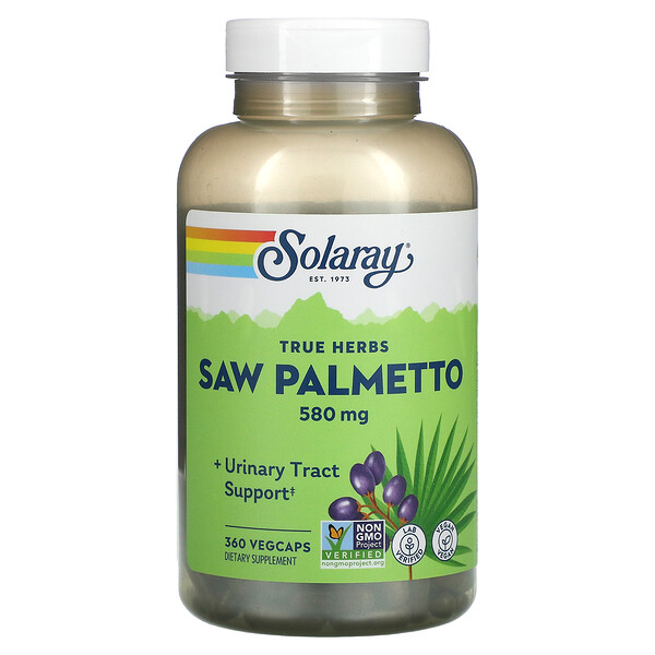 Saw Palmetto, цельная ягода, 580 мг, 360 растительных капсул Solaray