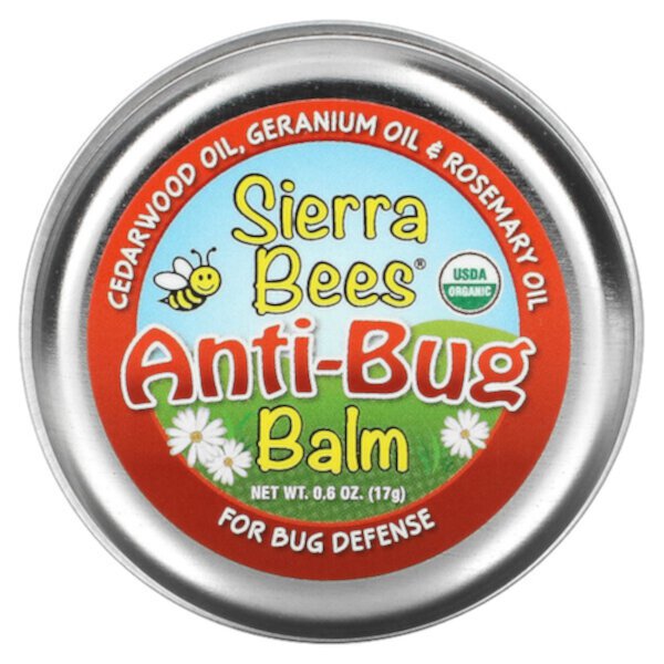 Бальзам против насекомых, масло кедра, герани и розмарина, 0,6 унции (17 г) Sierra Bees