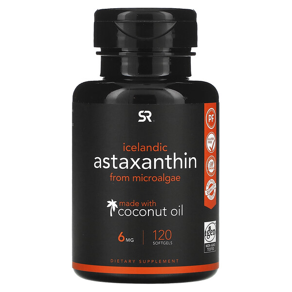 Астаксантин с кокосовым маслом, 6 мг, 120 мягких таблеток Sports Research