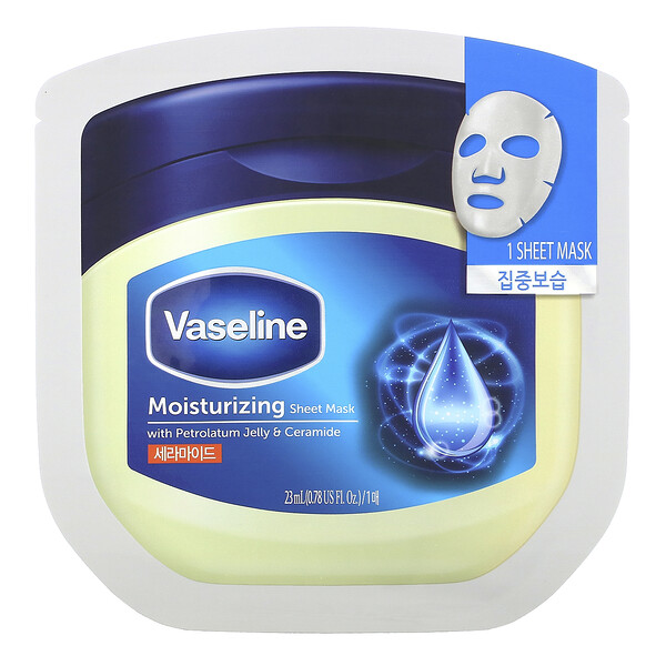 Увлажняющая тканевая маска для красоты с вазелином и керамидами, 1 тканевая маска, 0,78 ж. унц. (23 мл) Vaseline