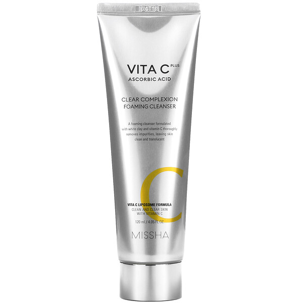 Vita C Plus Ascorbic Acid, Очищающая пенка для очищения кожи лица, 4,05 ж. унц. (120 мл) Missha