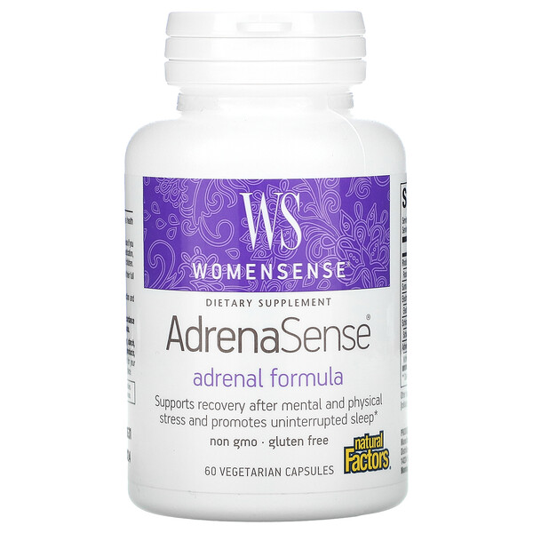 Womensense, AdrenaSense, формула надпочечников, 60 вегетарианских капсул Natural Factors
