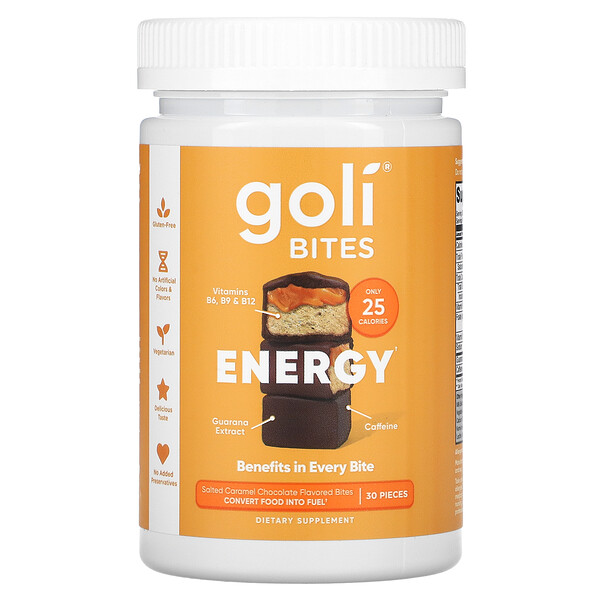 Energy Bites, Шоколад с соленой карамелью, 30 штук Goli Nutrition