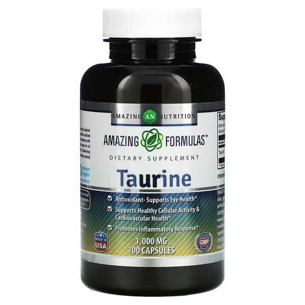 Таурин, 1000 мг, 100 капсул Amazing Nutrition