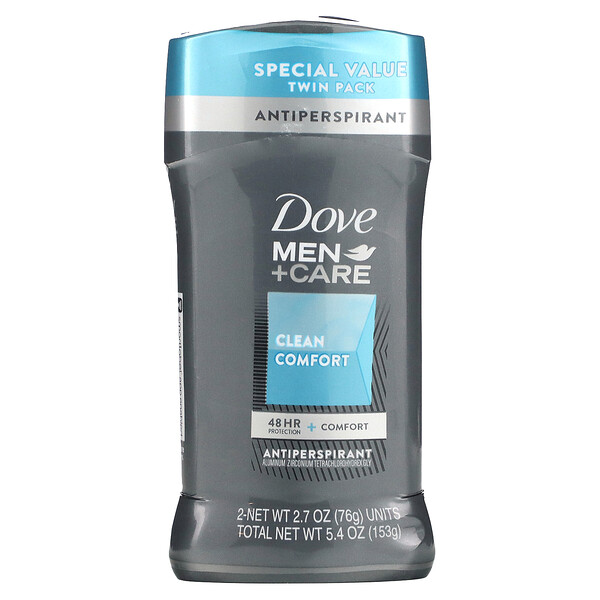 Men+Care, Clean Comfort, Antiperspirant Deodorant, 2 Pack, 2.7 oz (76 g) Each Dove