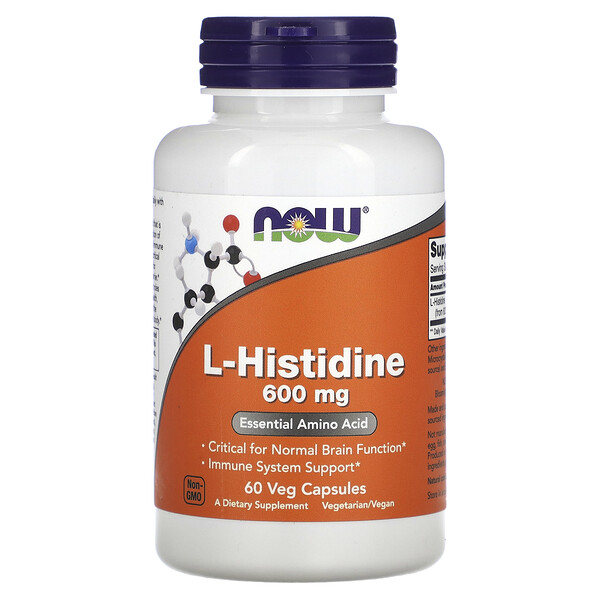 L-Histidine, 600 mg, 60 Veg Capsules NOW Foods