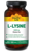Country Life L-лизин, 1000 мг, 100 таблеток Country Life