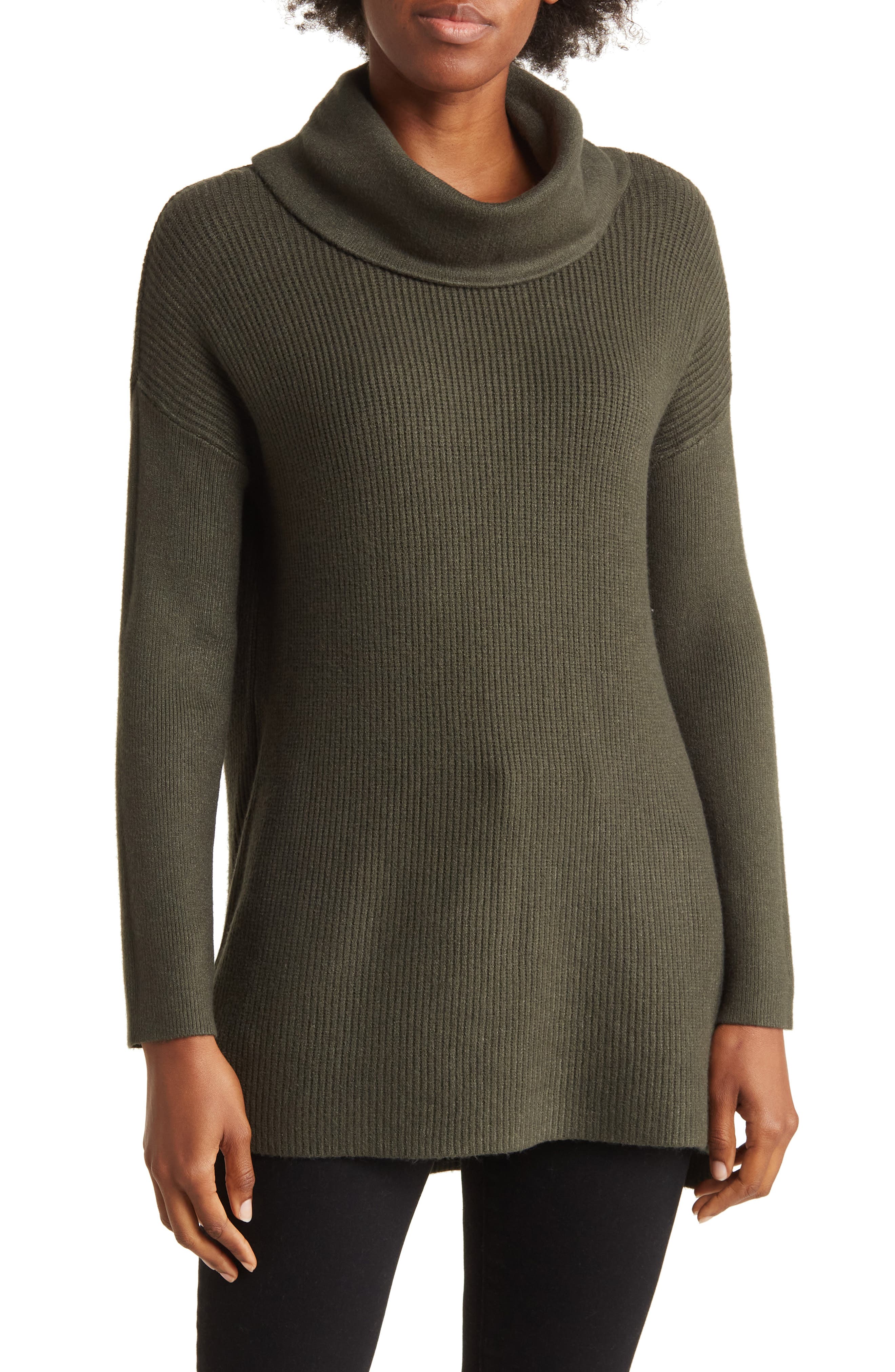 Cowl Neck Ribbed Knit Sweater Cyrus