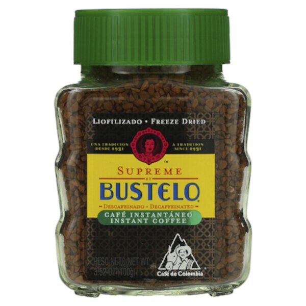 Supreme by Bustelo, Instant Coffee, Freeze Dried, Decaf, 3.52 oz (100 g) Café Bustelo