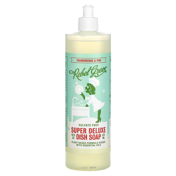 Super Deluxe Dish Soap, Frankincense & Pine, 16 fl oz (473 ml) Rebel Green
