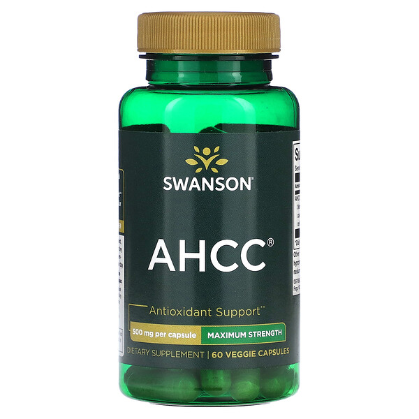 AHCC, Maximum Strength, 500 mg, 60 Veggie Capsules Swanson