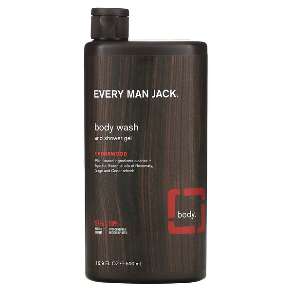 Body Wash and Shower Gel, Cedarwood, 16.9 fl oz (500 ml) Every Man Jack