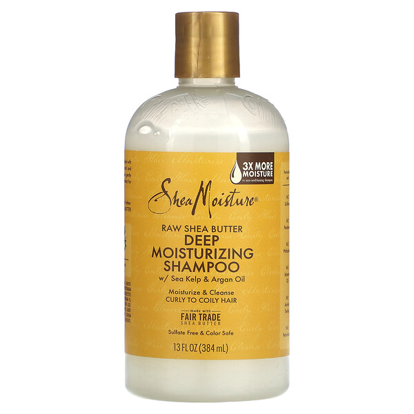 Raw Shea Butter, Deep Moisturizing Shampoo, Curly to Coily Hair, 13 fl oz (384 ml) SheaMoisture