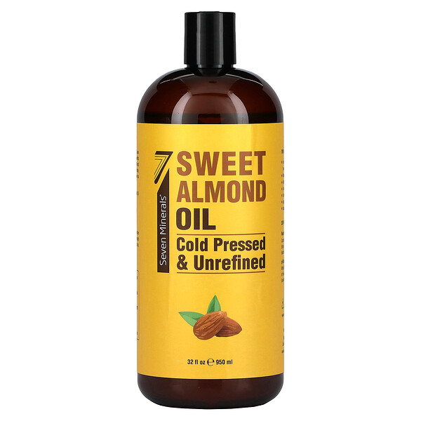 Sweet Almond Oil, Cold Pressed & Unrefined, Unscented, 32 fl oz (950 ml) Seven Minerals