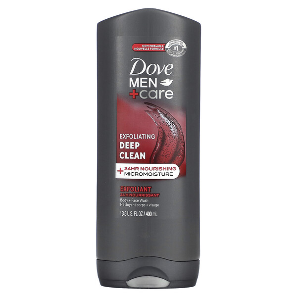 Men+Care, Exfoliating Deep Clean, Body + Face Wash, 13.5 oz (400 ml) Dove