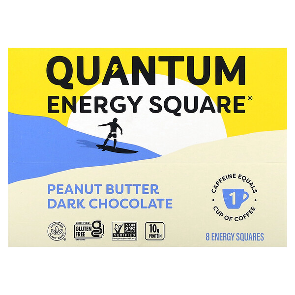 Peanut Butter Dark Chocolate, 8 Squares, 1.69 oz (48 g) Each QUANTUM ENERGY SQUARE