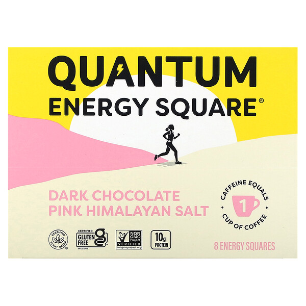 Dark Chocolate Pink Himalayan Salt, 8 Squares, 1.69 oz (48 g) Each QUANTUM ENERGY SQUARE