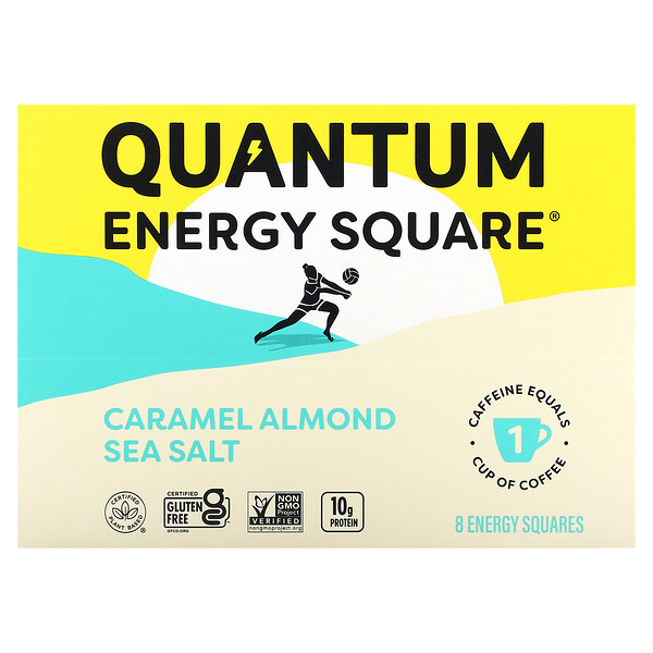 Caramel Almond Sea Salt, 8 Squares, 1.69 oz (48 g) Each QUANTUM ENERGY SQUARE