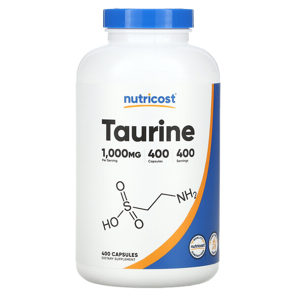 Taurine, 1,000 mg, 400 Capsules Nutricost