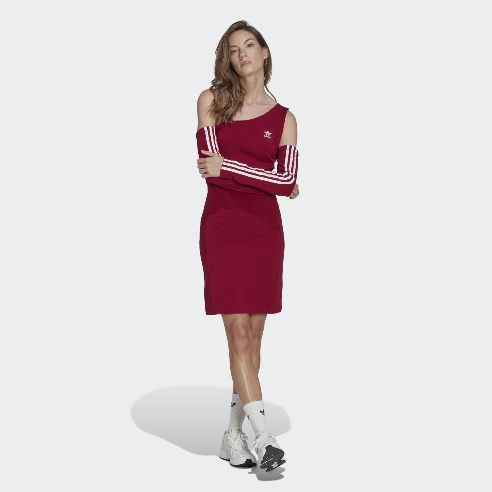 Платье adicolor с вырезом-трилистником и длинными рукавами Adidas Originals