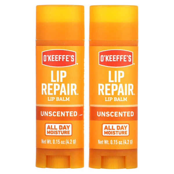 Lip Repair, Lip Balm, Unscented, 2 Sticks, 0.15 oz (4.2 g) Each O'Keeffe's