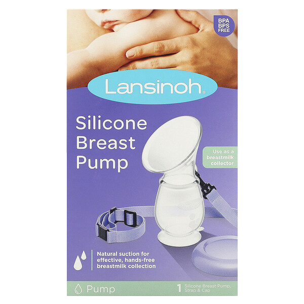 Silicone Breast Pump, 1 Pump, Strap & Cap Lansinoh