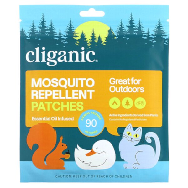 Mosquito Repellent Animal Patches, Essential Oil Infused, 90 Patches Cliganic