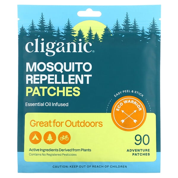 Mosquito Repellent Camping Patches, Essential Oil Infused, 90 Patches Cliganic