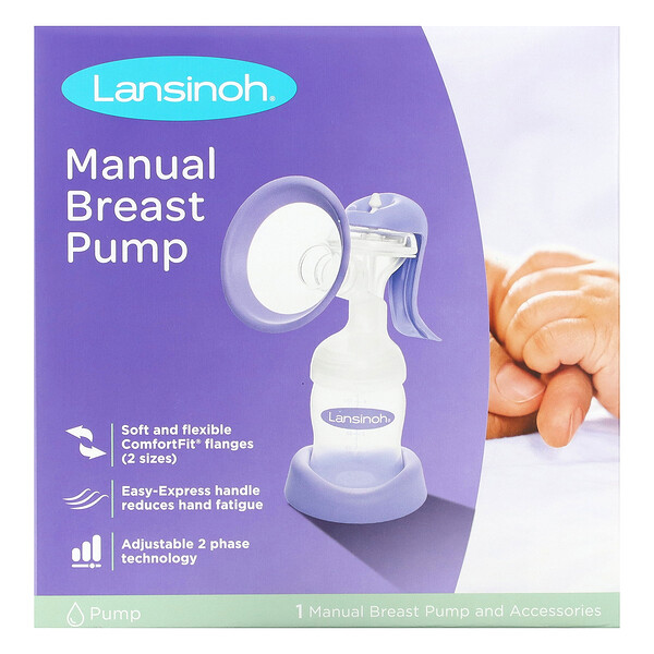 Manual Breast Pump, 1 Manual Breast Pump and Accessories Lansinoh