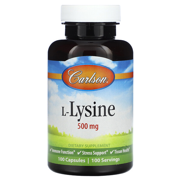 L-Lysine, 500 mg, 100 Capsules Carlson